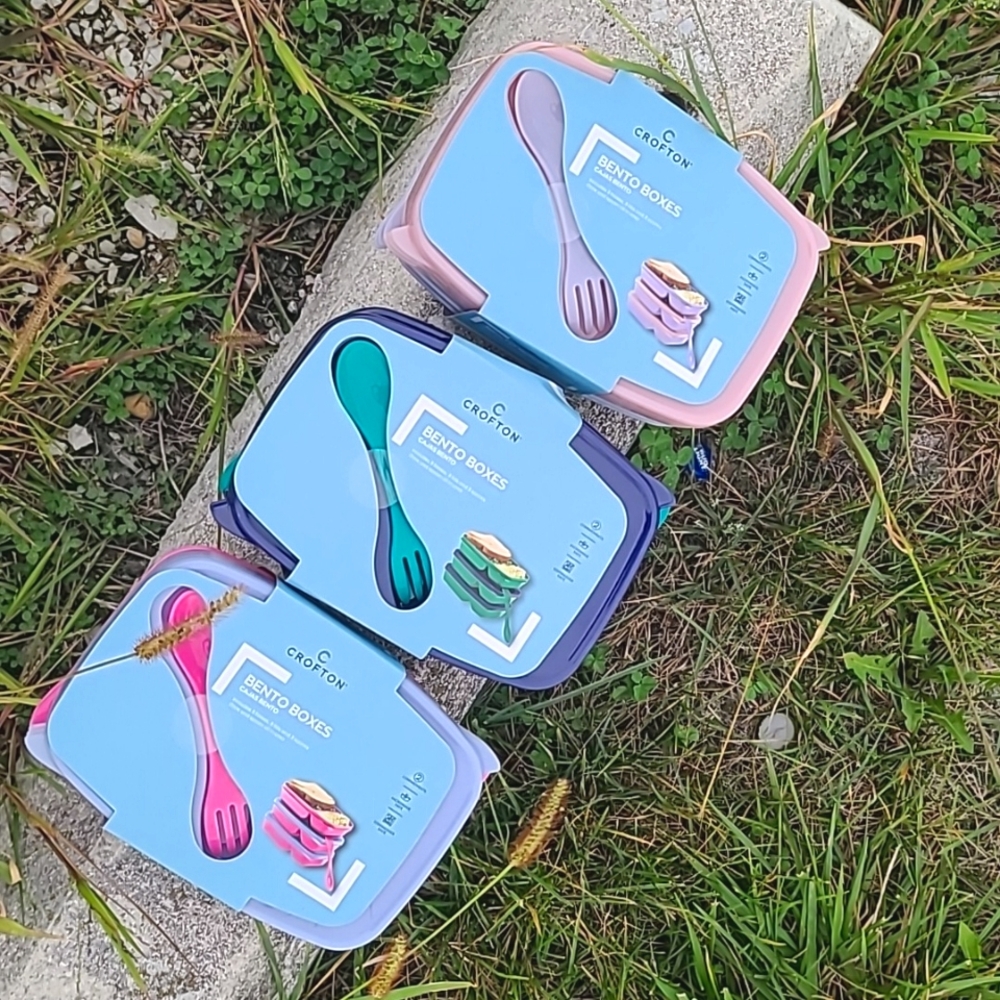 Crofton Bento Lunch Box W/ Sporks 3 In a Pack:3 Packs Light Pink, Hot Pink, Blue